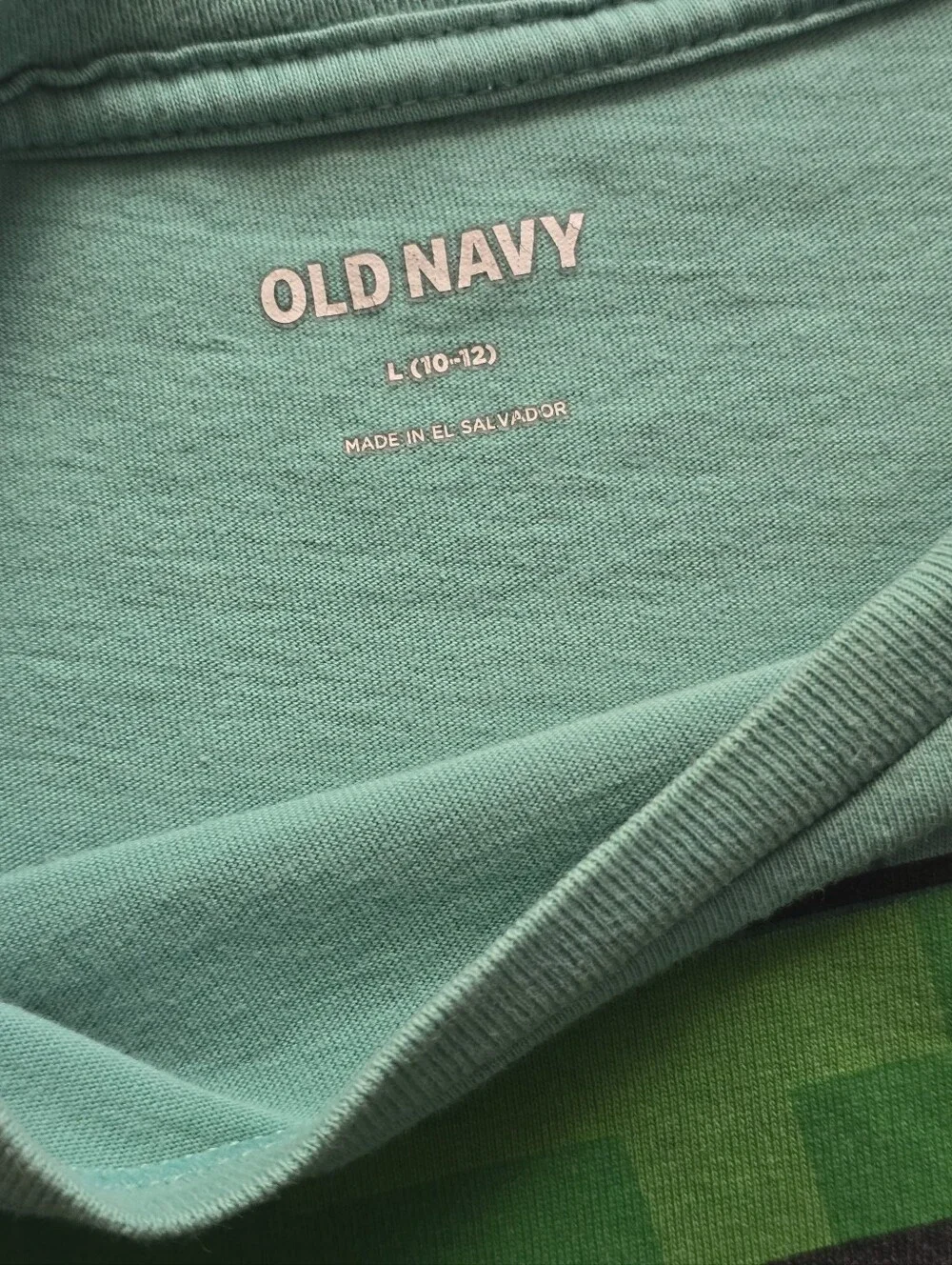 Old Navy Kids Minecraft Creeper Graphic T-Shirt Mint Teal Green Large 10-12